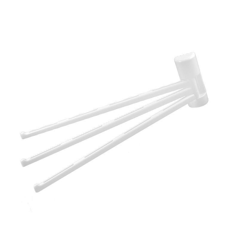 Unique Bargains Kitchen Bathroom Plastic 3-Bar Rotation Towel Rack Hooks and Hangers White 1 Pc, 5 of 8