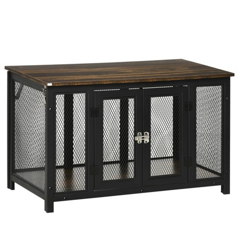 PawHut Dog Crate Furniture for Large & Small Dogs, Double Dog Kennel, Oak 