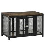 PawHut Furniture Style Dog Crate with Openable Top, Big Dog Crate End Table, Puppy Crate for Medium Dogs, Spacious Interior, Pet Kennel, Brown, Black