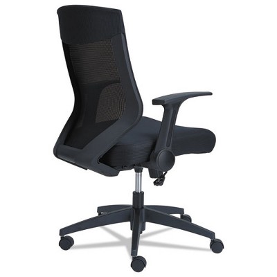 Black Adjustable Mid-Back Mesh Office Chair with Flip-Arm