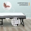 HOMCOM 78.75" Rollaway Folding Bed with 4" Mattress, Portable Guest Bed, Sturdy Metal Frame & Wheels, 31.5"x16.75", White - 3 of 4