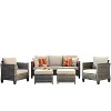 Ovios Tampa 5pc Wicker Outdoor Patio Furniture Conversation Sofa Set with Cushions - 3 of 4