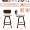 QingMoon Swivel Bar Stools Set of 2, 26" Counter Height Chairs, Faux Leather Upholstered Barstools with Walnut Back for Kitchen Island - 4 of 4