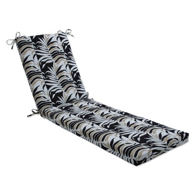 80" x 23" Outdoor/Indoor Chaise Lounge Cushion Palm Stripe Black/Tan - Pillow Perfect