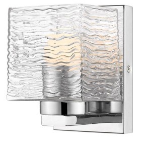 Barrett 1-Light LED Vanity Fixture - Chrome, Rippled Glass, Dimmable, Damp Rated, 2700K - 1 of 2