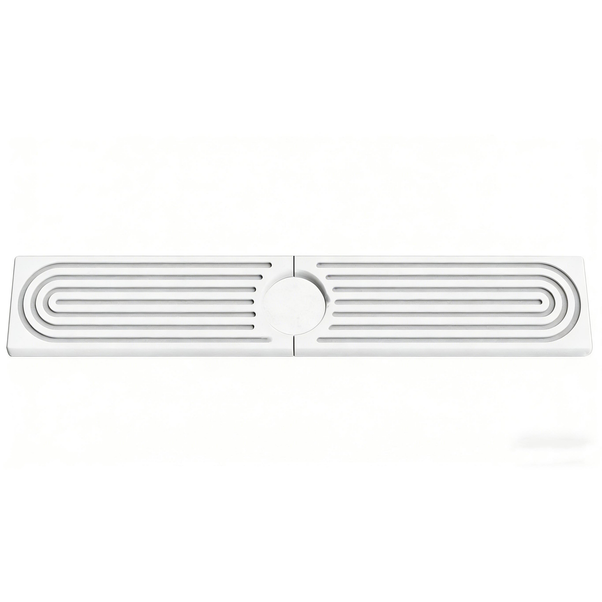 Dronkon Moisture-Absorbing Sink Mat (23.6"x4") - Stone Diatomite Faucet Tray, Protects Kitchen & Bathroom Counter (White)