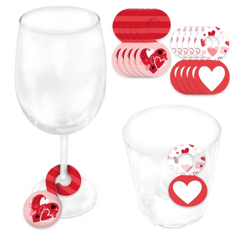 Big Dot of Happiness Happy Valentine’s Day - Valentine Hearts Party Paper Beverage Markers for Glasses - Drink Tags - Set of 24, 1 of 10