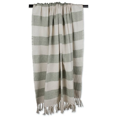 50"x60" Cabana Striped Throw Blanket Green/Off White - Design Imports