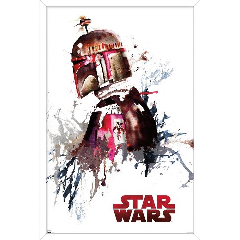 Trends International Star Wars: Original Trilogy - Fett Watercolor Framed Wall Poster Prints White Version 22.375" X 34" : Target
