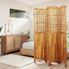 vidaXL Acacia Wood Room Divider - 4-Panel, Foldable, Easy to Store, Versatile Usage, Ideal for Bedroom and Living Room Divisions - 63.8"x0.8"x70.9" - 2 of 4