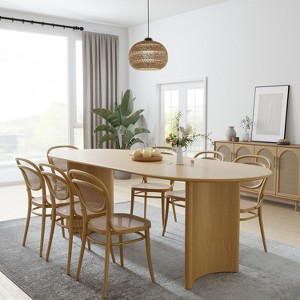 PexFix 79" x 33.5" Solid Wood Oval Dining Table Modern Kitchen Table Farmhouse with Reversible Arched Legs for Living Room Kitchen Home Office Natural - 1 of 4