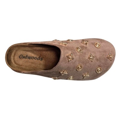 Женские сабо Outwoods Sunday-3 Studded Suede Platform Mule, Taupe (9) — фото 6