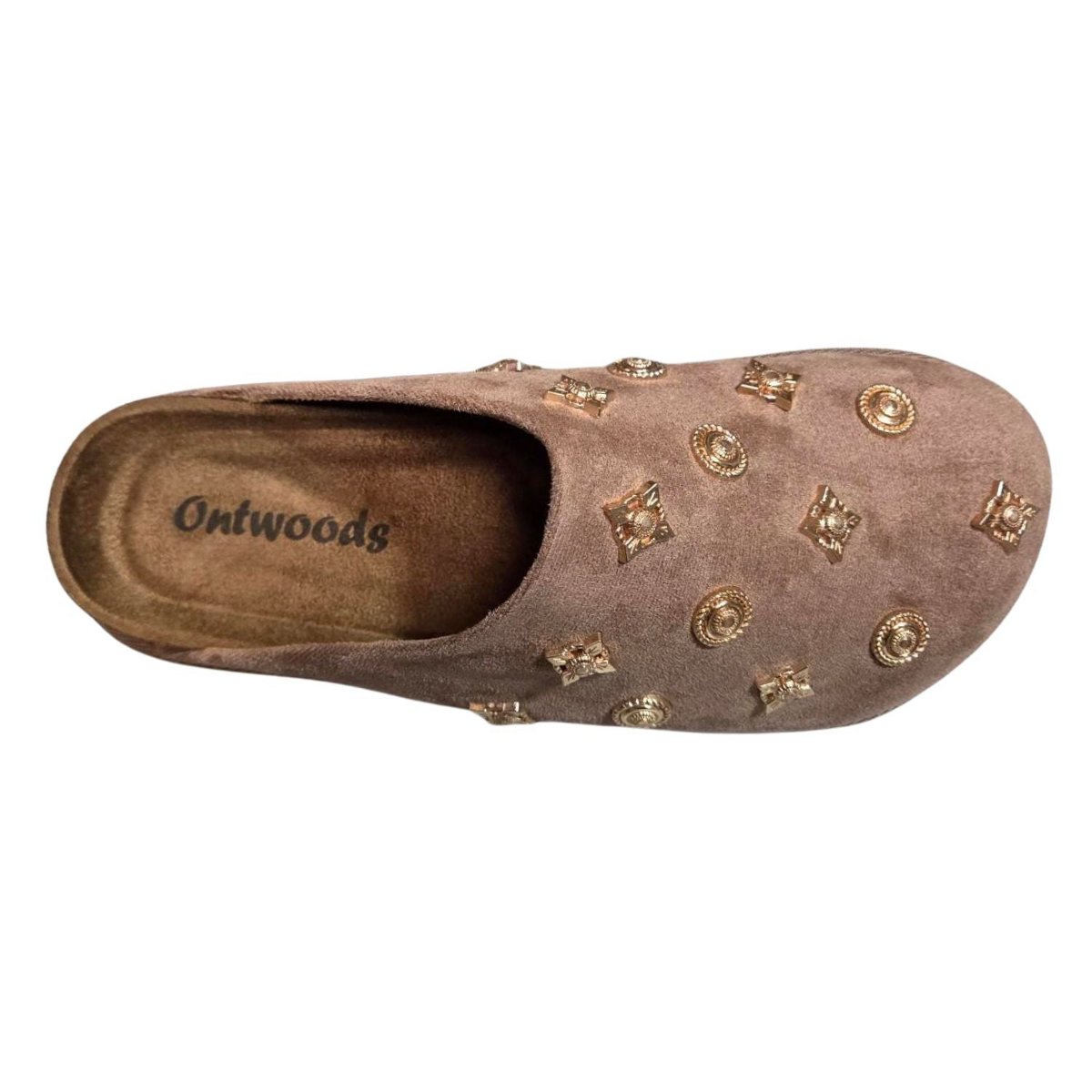 Женские сабо Outwoods Womens Sunday-3 Studded Suede Platform Mule, Taupe (9) — фото 6