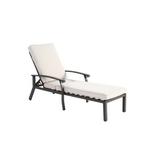 Aluminum Cast Lounge Chair with Adjustable Backrest and Rolling Wheels,Outdoor Chaise Lounge Chair with Cross Weave, Patio Lounger with Cushions-Koiai - 1 of 4