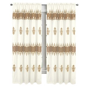 RT Designers Collection Debbie Macrame Construction 3" Rod Pocket Curtain Panel Beige/Gold - 1 of 4