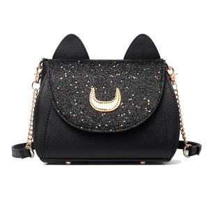 Women Kawaii Anime Handbag Cosplay Gothic Crossbody Cat & Moon Purse Sequin Shoulder Bag - 1 of 4