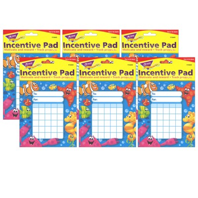 TREND Sea Buddies™ Incentive Pad, 36 Sheets Per Pad, Pack of 6