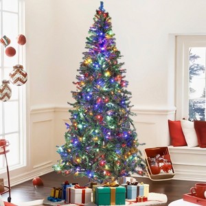 Pre-lit Artificial Christmas Tree with LED Lights, Abundant Branch Tips, Sturdy Metal Stand - 1 of 2