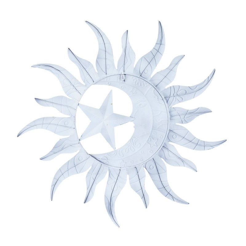 Metal Sun and Moon Indoor Outdoor Wall Decor with Abstract Patterns - Olivia & May, 2 of 6