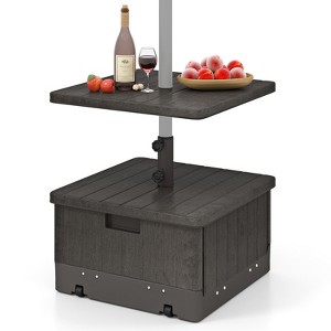 Tangkula Patio 175lbs Fillable Umbrella Base w/ Table Tray Wheeled 3-in-1 Stand Outdoor - 1 of 4