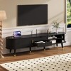 ORRD Oval Fluted TV Stand w/ Charging - 80" | Mid-Century Console w/ Tambour | Farmhouse Cab w/ Gold - Black - 2 of 4