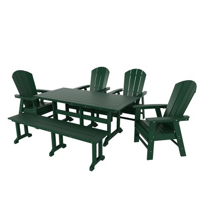 WestinTrends 6 Piece Outdoor Patio Dining Table and Armchair Dining Bench Set