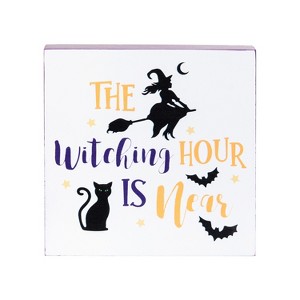 C&F Home 5" "The Witching Hour Is Now" Script Halloween Shelf Sitter Decoration - 1 of 3
