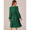 Seta T Women's Long Sleeve V Neck High Waist Layered Swing Casual Dress with Pockets - 4 of 4