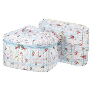 Unique Bargains Women's Cotton Quilted Makeup Bags for Travel 2 Pcs - 1 of 4