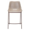 Zuo Modern Magnus Counter Stool Set of 2 – 39.8" High Brown Faux Leather Seat With Walnut Faux Wood Steel Legs - 4 of 4