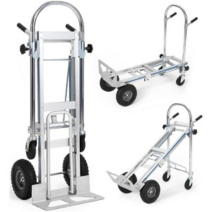 Clearance, 3 in 1 Aluminum Folding Hand Truck, Heavy Duty Convertible Dolly Cart, Collapsible, Rubber Wheels - 1 of 4
