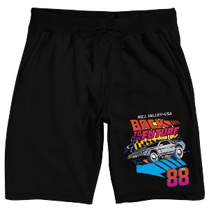 Back To The Future Delorean 88 Adult Black Sleep Pajama Shorts - 1 of 4