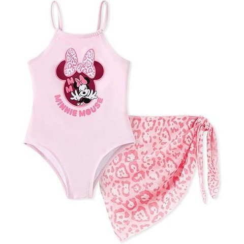 Mickey Mouse & Friends Disney Mickey Mouse & Friends Kids Girls UPF 50+ Sport Summer Swimwear Sets Tankini Minnie Pink 3T-4T