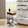 C-Shaped Foldable Side Table with Built-In Charging Station, USB Ports, and Outlets for Living Room and Bedroom - Compact, Narrow Design - 2 of 4