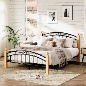 Metal Bed Frame, Frame with Headboard and Footboard, Structurally Stable, Heavy Duty Steel Slat Supported, Under Bed Storage, No Box Spring Needed - 1 of 4