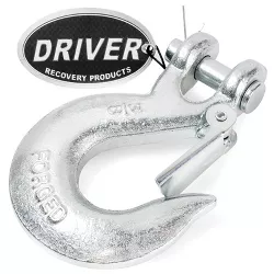 Driver Recovery 3/8 Inch Clevis Slip Hook with Safety Latch - Heavy Duty Grade 70 Forged Steel Towing Winch Hook