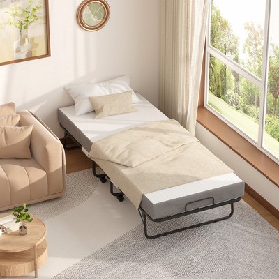Aheaplus Folding Bed with Memory Foam Mattress, Portable Rollway Guest Bed