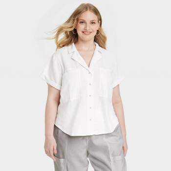 Women's Linen Long Sleeve Collared Button-down Shirt - Universal