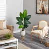 Nearly Natural 5-ft Travelers Palm Artificial Tree in White Planter with Stand - 4 of 4