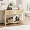 43" Rattan Console with 2 Drawers, Boho 2-Tier Narrow Entryway Table Sofa Behind The Couch with Storage - 2 of 4