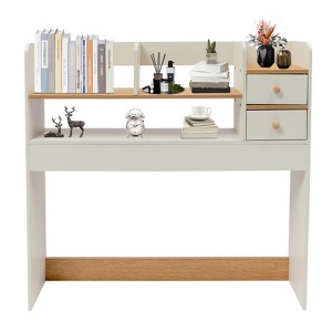 YIYIBYUS Desk Bookshelf with 2 Drawers, Desktop Storage Organizer, White - 1 of 4