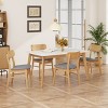 5 PCS Mid-Century Modern Dining Set, Faux Wood Top Dining Table, Dining Chairs with Rubberwood Frame and Polyester Cushion-Coolbibila - 2 of 4