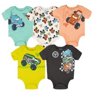 Monster Jam Grave Digger El Toro Loco Megalodon Baby 5 Pack Bodysuits Newborn to Infant - 1 of 4