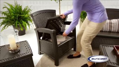 Suncast elements resin wicker discount design club chair with storage