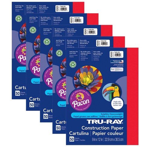 Tru-Ray Construction Paper 24 x 18 - Festive Red - 50 / Pack