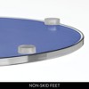 iDesign Round Pedestal Drink Table for Small Spaces, Clear/Blue Stripes - 4 of 4