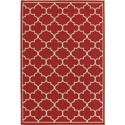 Oriental Weavers Meridian 1295R Red/ Ivory Indoor/Outdoor Area Rug - 1'10" x 2'10"