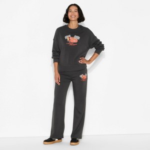 Women's Cars Wide Leg Fleece Graphic Pants - Black - 1 of 3