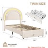 Twin Upholstered Bed Frame - w/ Storage Drawer and Rainbow Headboard, Berber Fleece Princess Platform Bed for Kids - 2 of 4