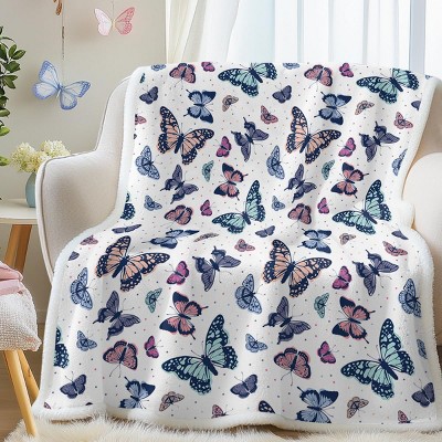 Boersma Purple Butterfly Throw Blanket – Soft, Lightweight & Plush, 50"x60" Cozy Blanket for Bed, Couch, or Gift (Colorful Butterfly)